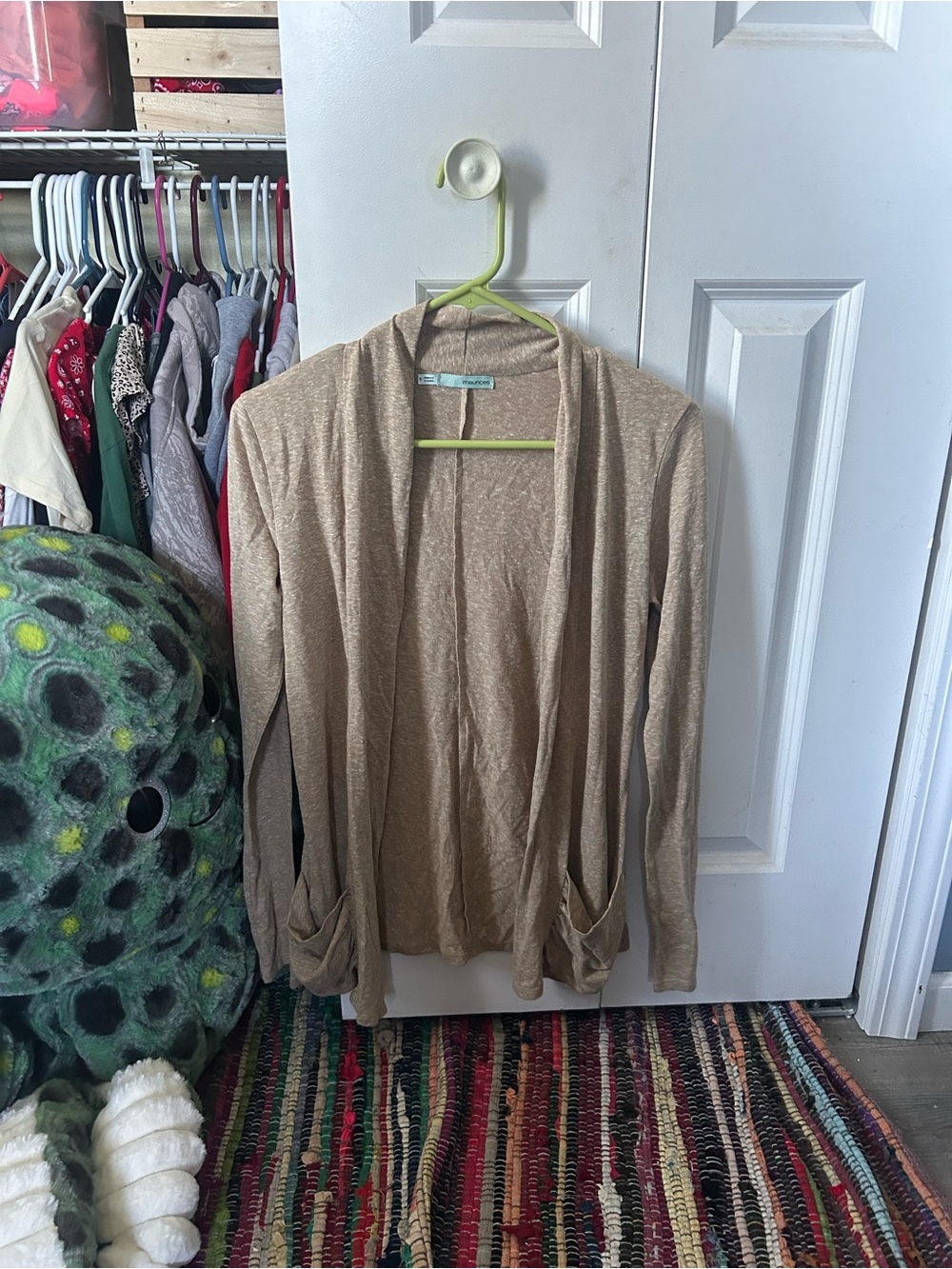 Maurices Light Taupe Open-Front Cardigan